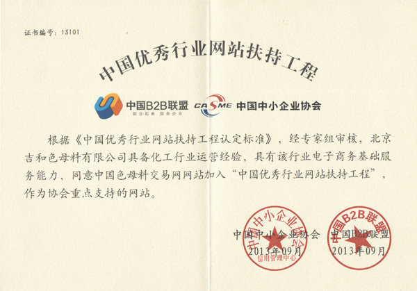 中國優秀行業網站扶持工程